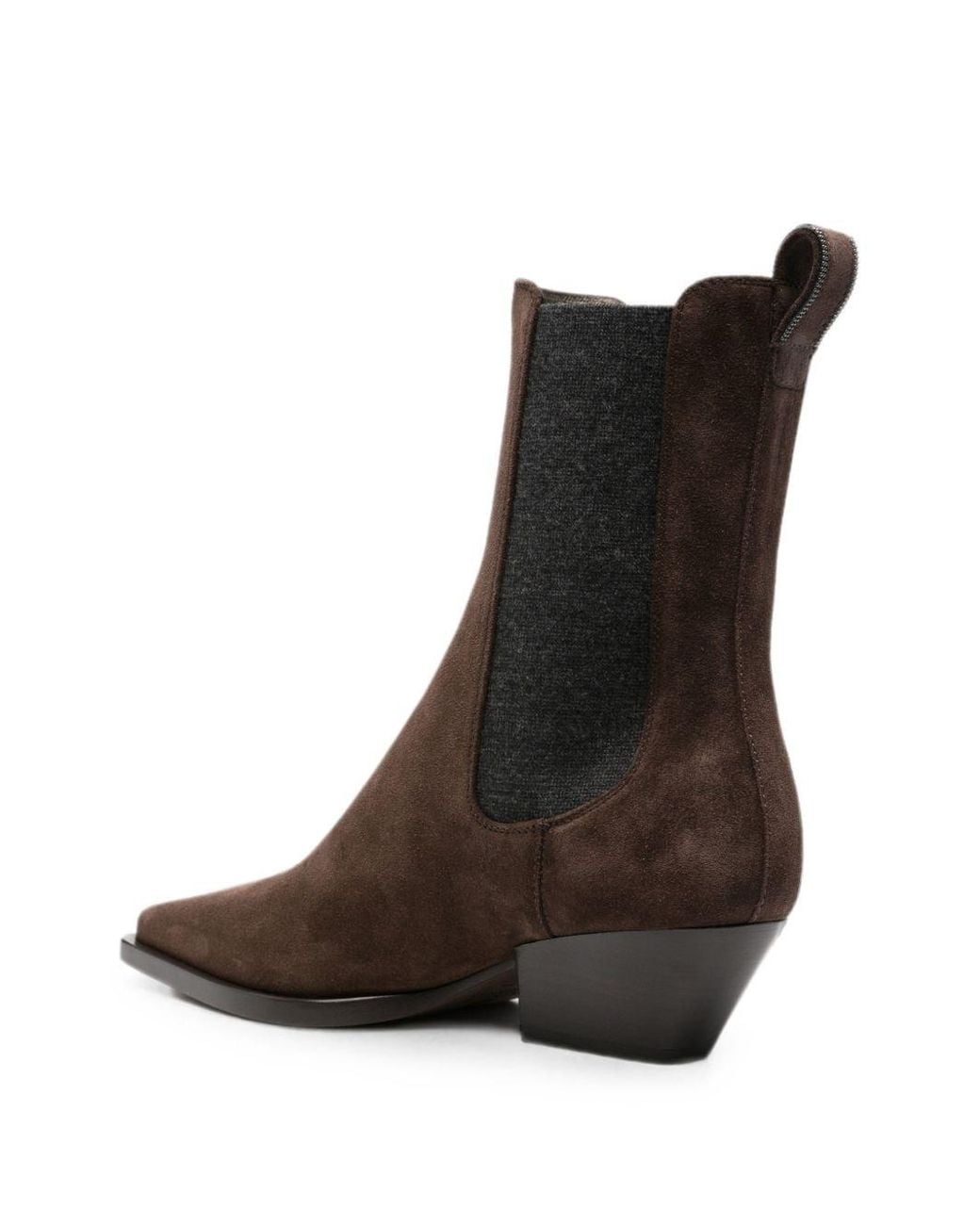 Brunello Cucinelli Brown Suede Leather Ankle Boots