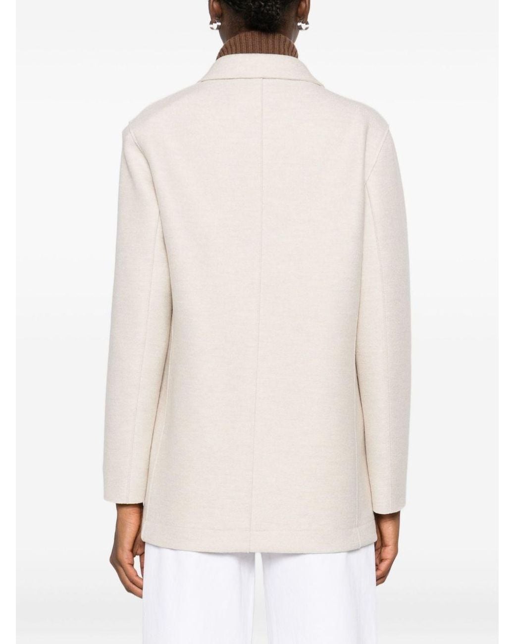Harris Wharf London White Wool Double-Breasted Coat