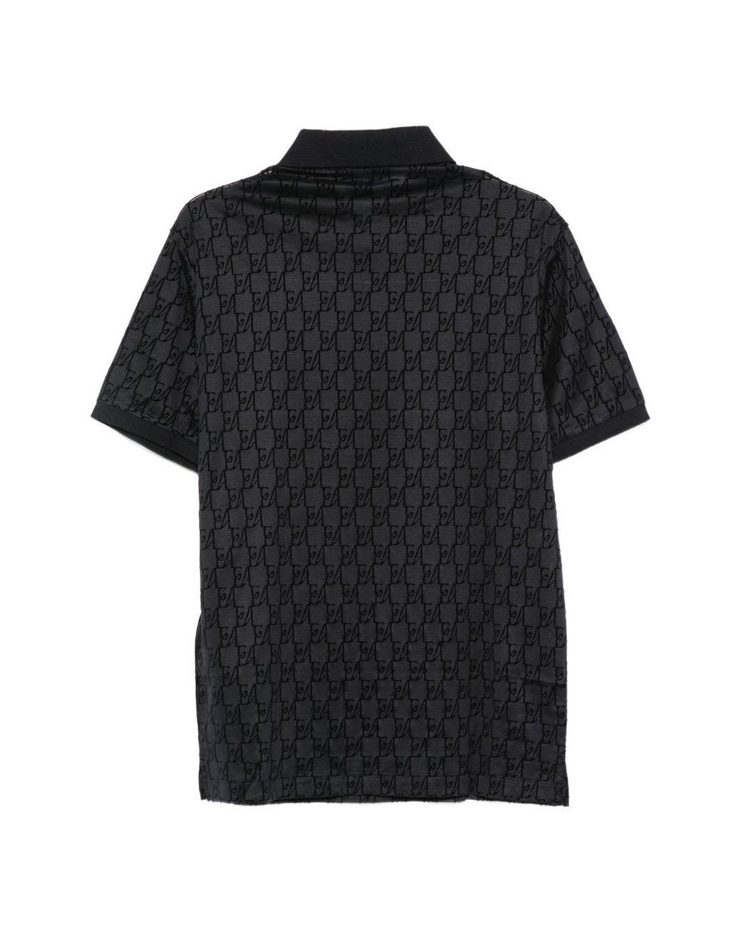 Emporio Armani Black Allover Logo Polo Shirt for men