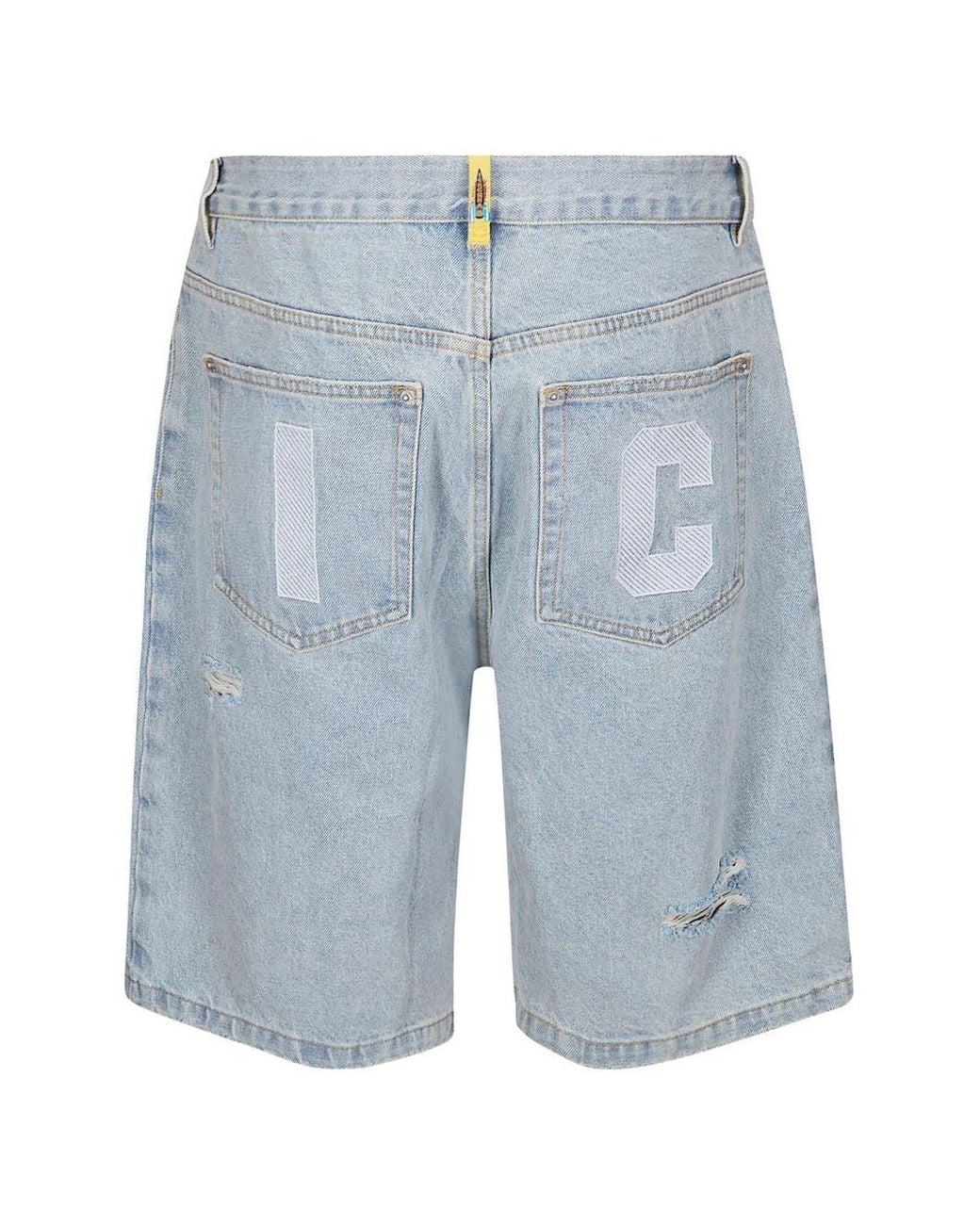 ICECREAM Blue Running Dog Denim Shorts for men