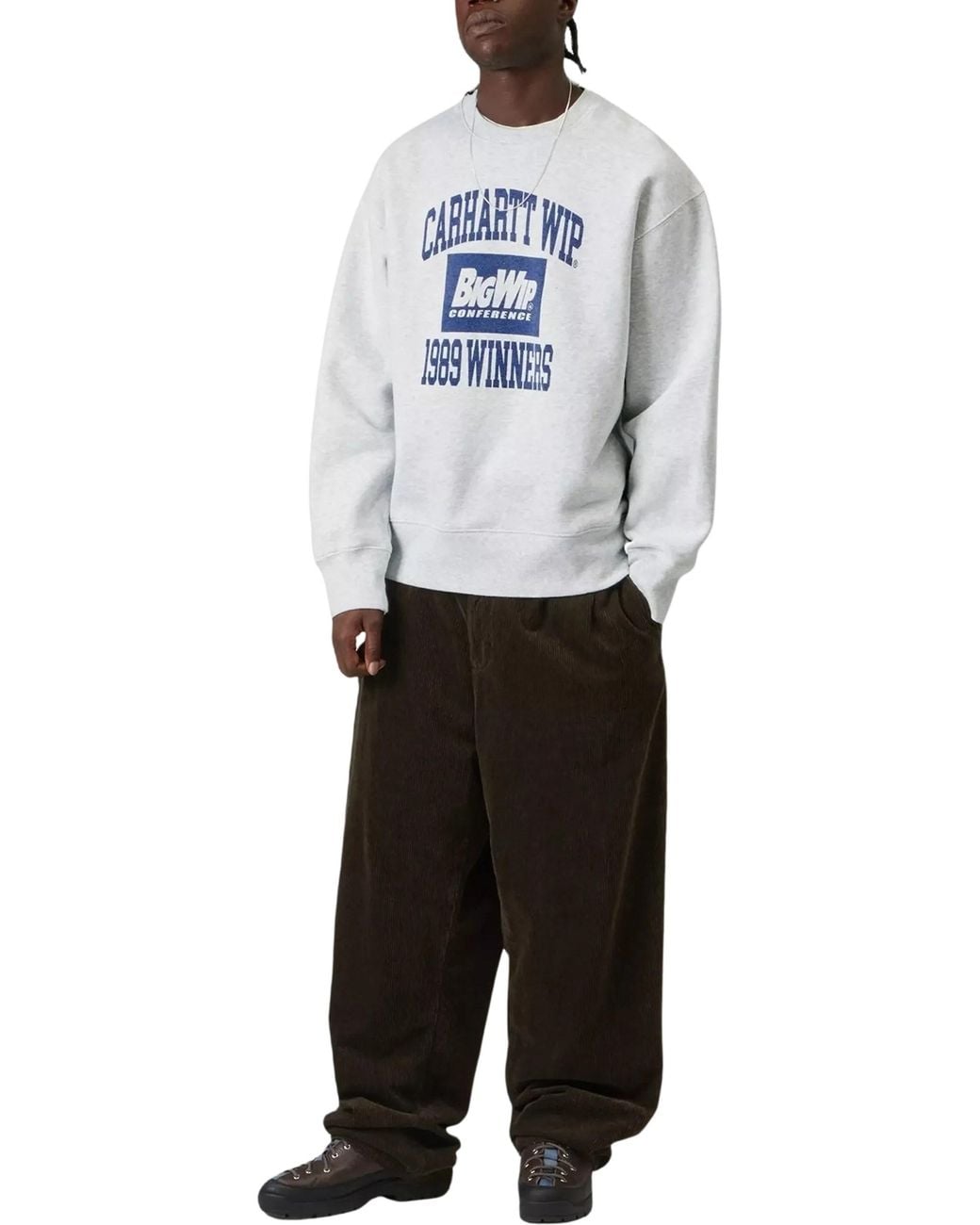 Carhartt White Relaxed-Fit Crewneck Cotton Sweatshirt With Front Contrast Print for men