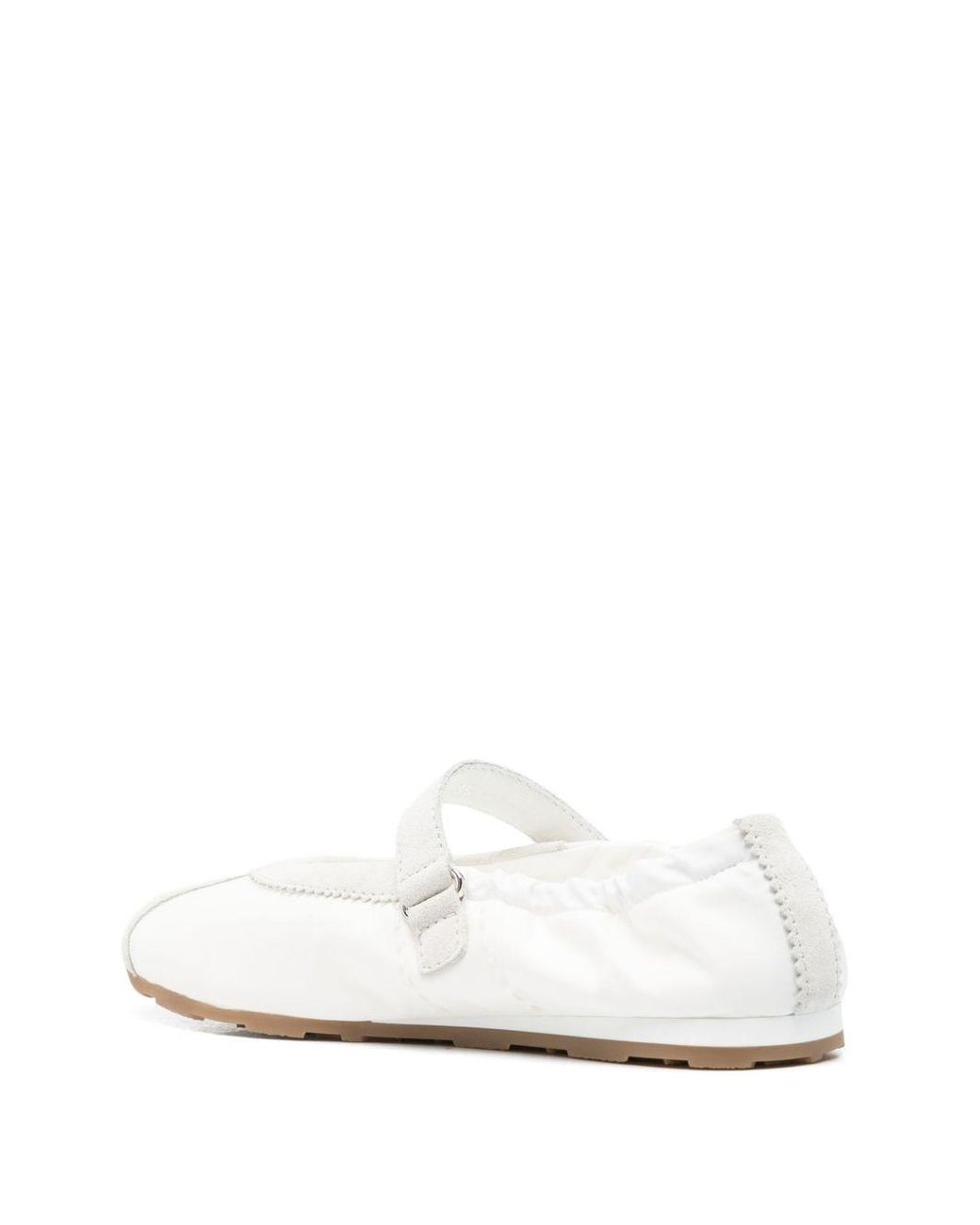 Miu Miu White Suede-Panels Ballet Flats