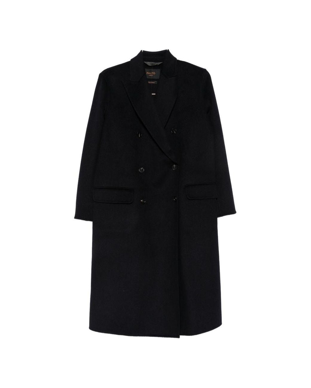 Paltò Black Arianna Wool Double-Breasted Coat
