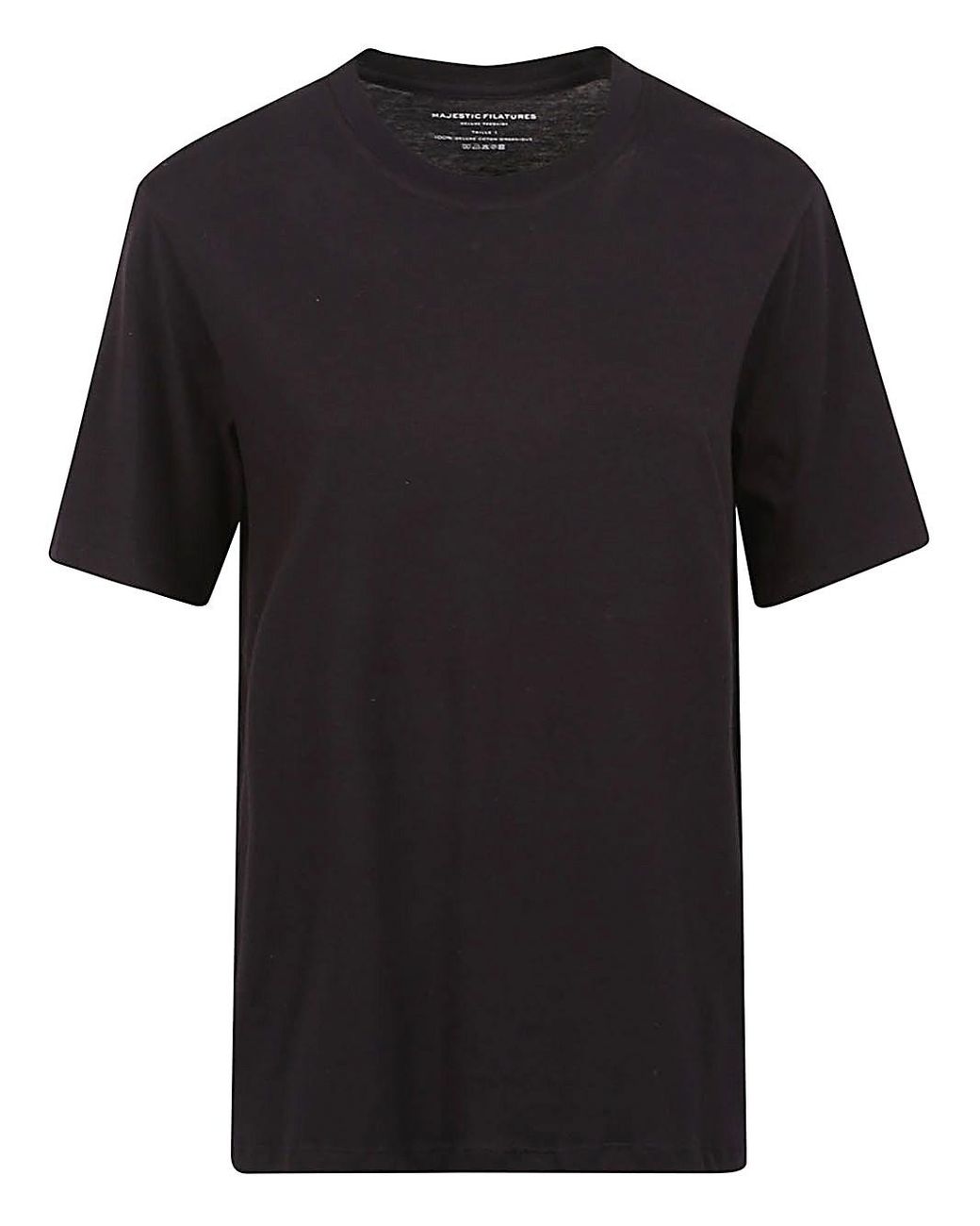 Majestic Black Cotton Crewneck Top