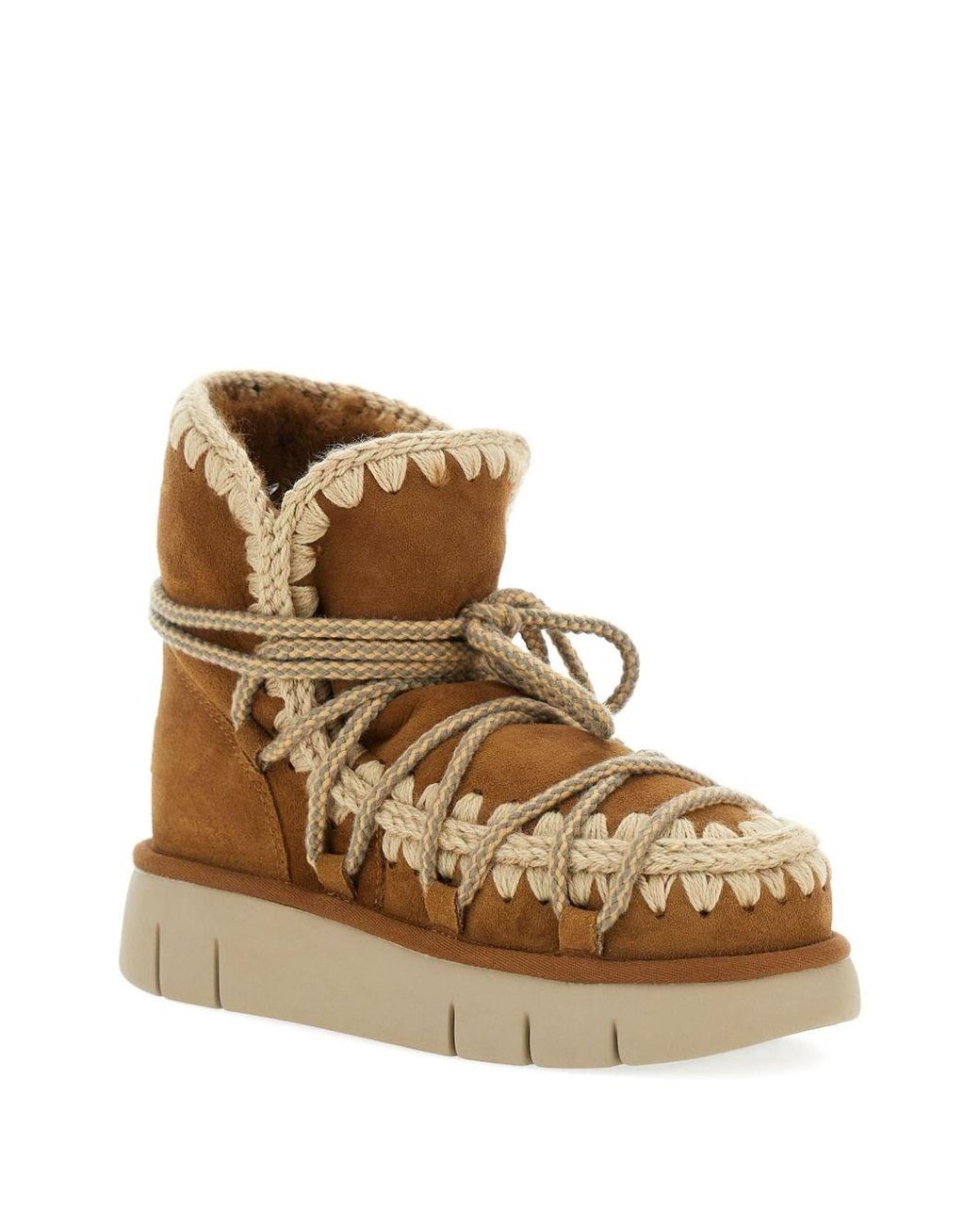 Mou Brown Bounce Wool Boots By
