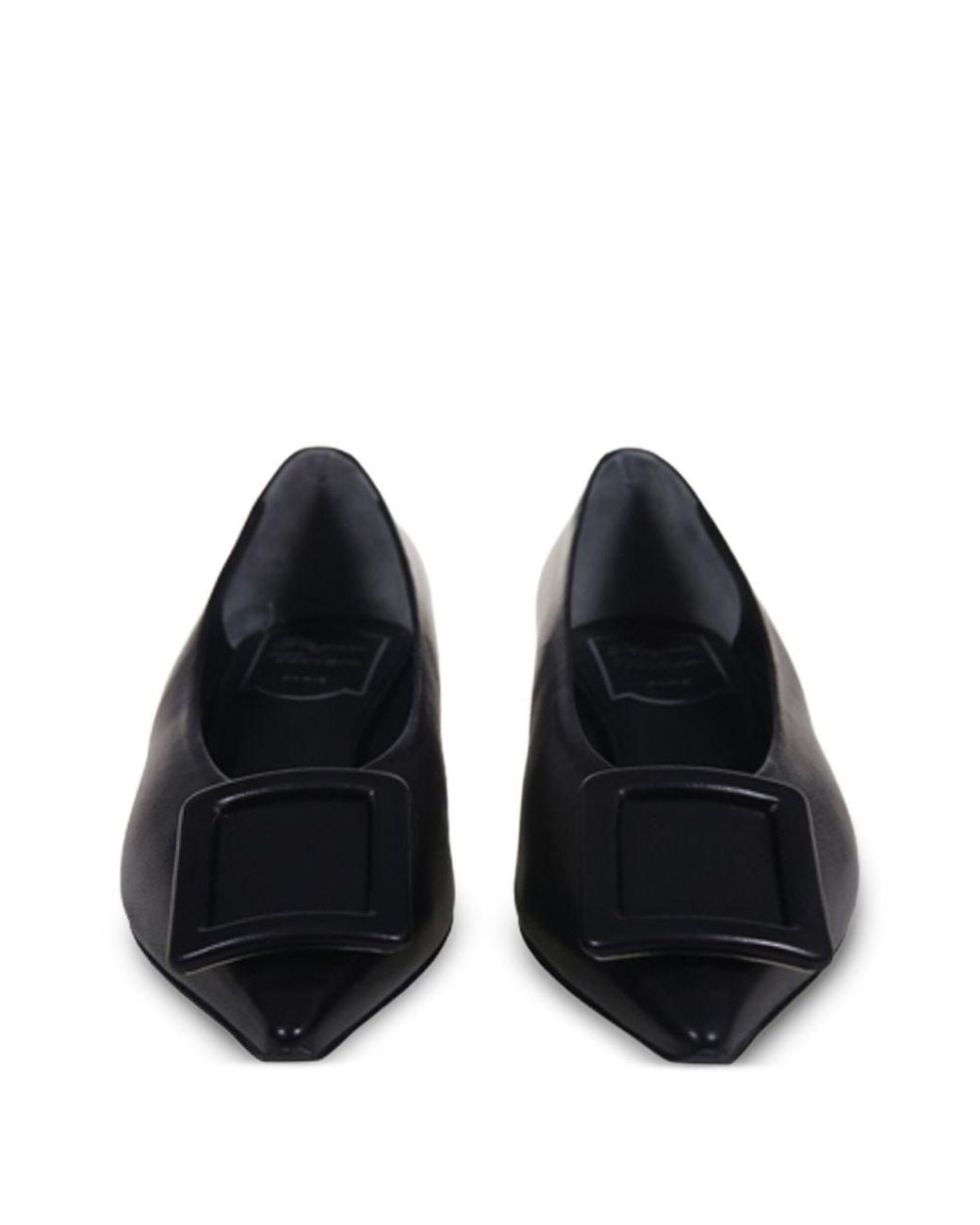 Roger Vivier Black Pointy Covered Leather Ballets