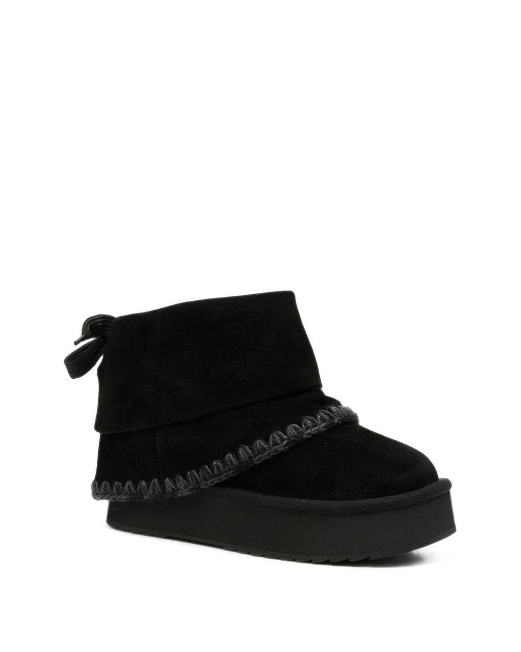 Mou Black Platform Wool Boots