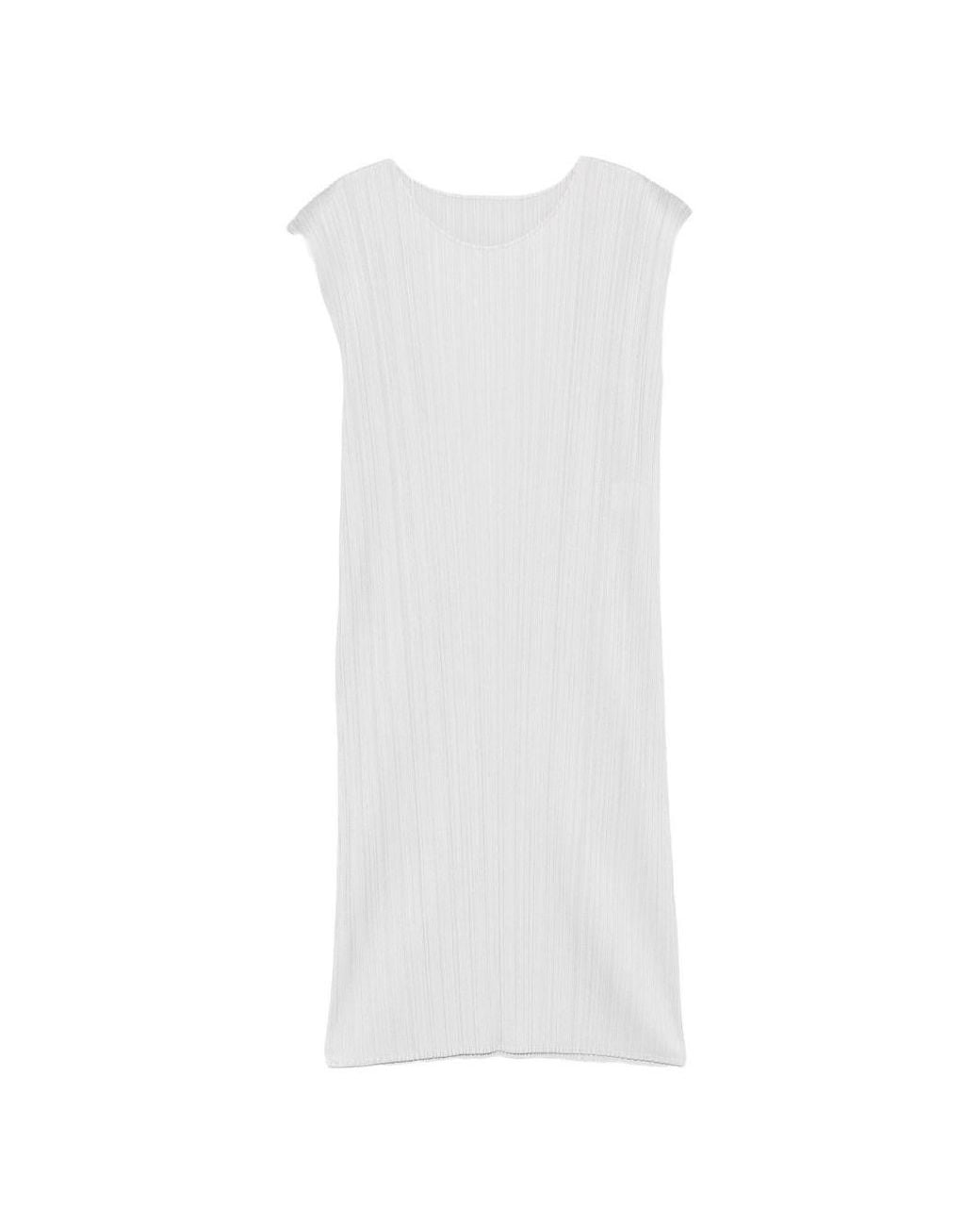 Pleats Please Issey Miyake White Pleated Short Dress