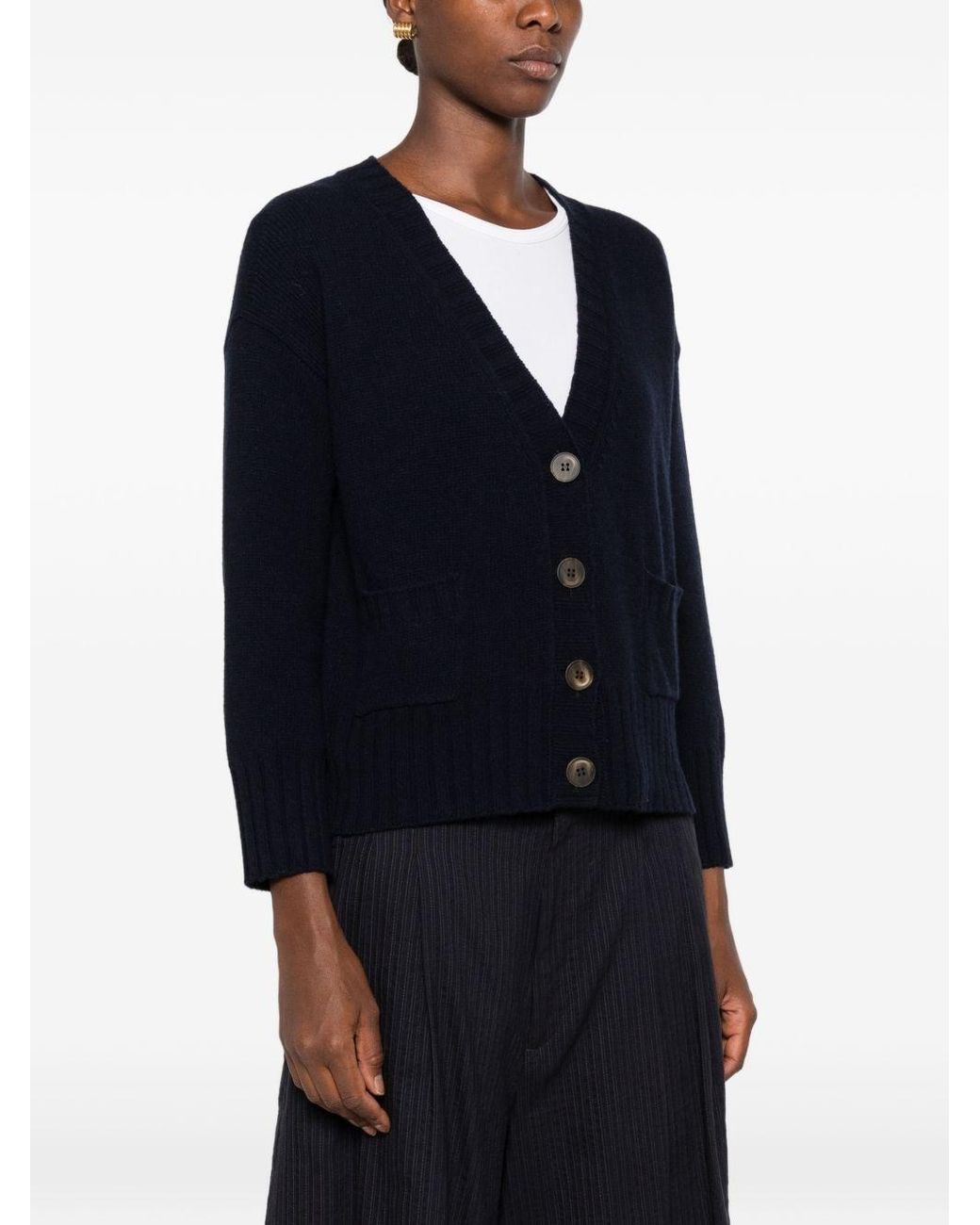 Base London Black Wool V-Necked Cardigan
