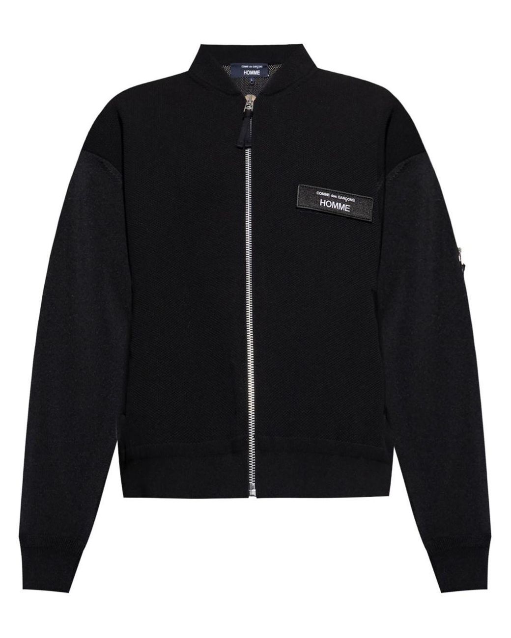 Comme des Garçons Black Bomber Jacket With Logo Patch for men