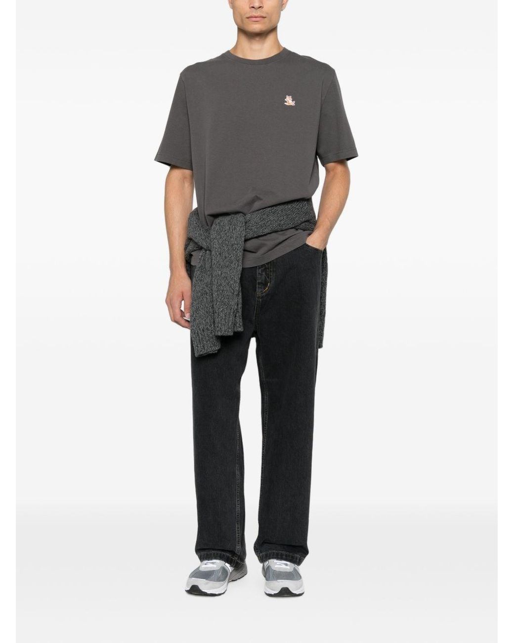 Maison Kitsuné Gray Chillax Fox Cotton T-Shirt for men