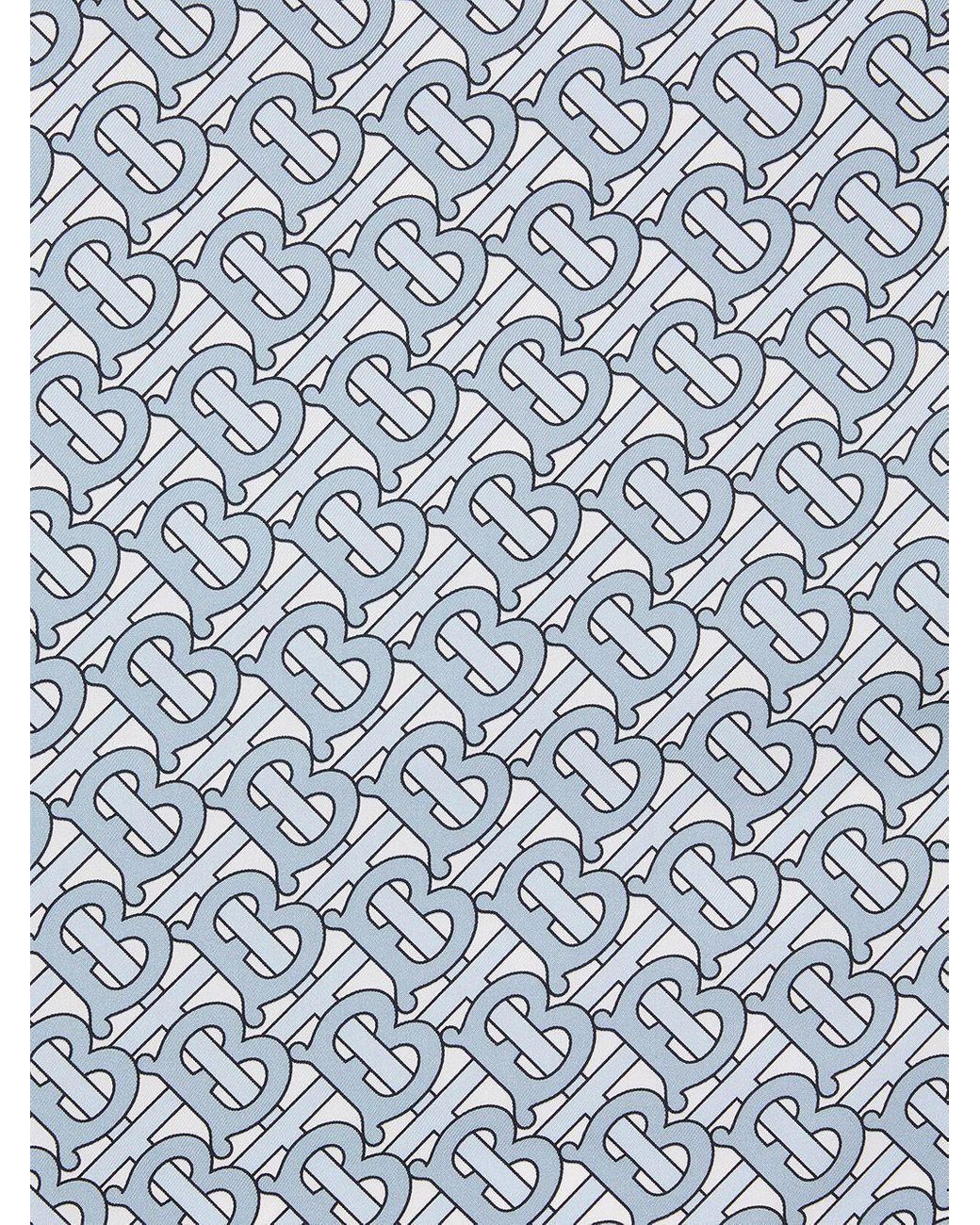 Burberry Monogram Print Silk Square Scarf in Blue