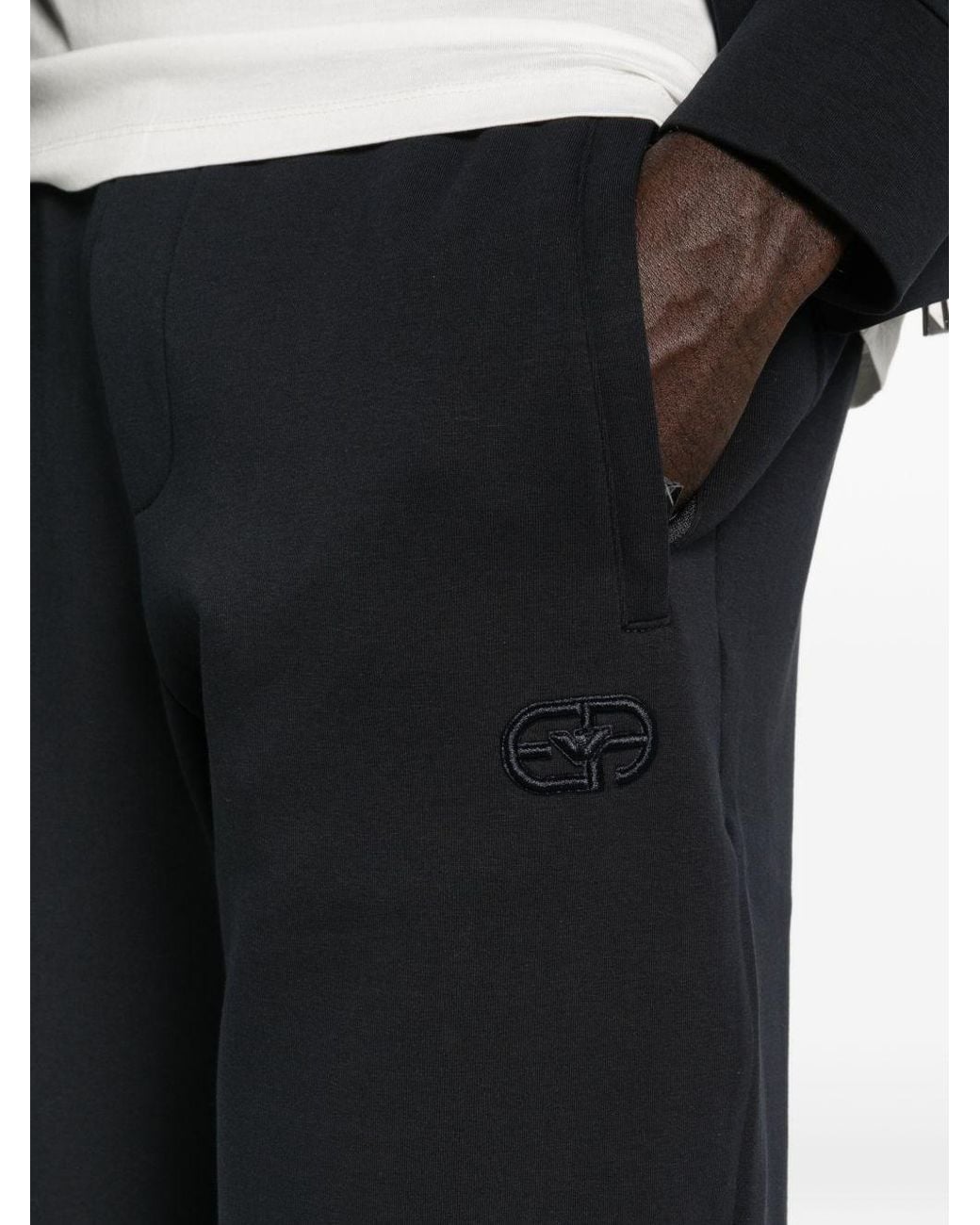Emporio Armani Black Logo Cotton Sweatpants for men