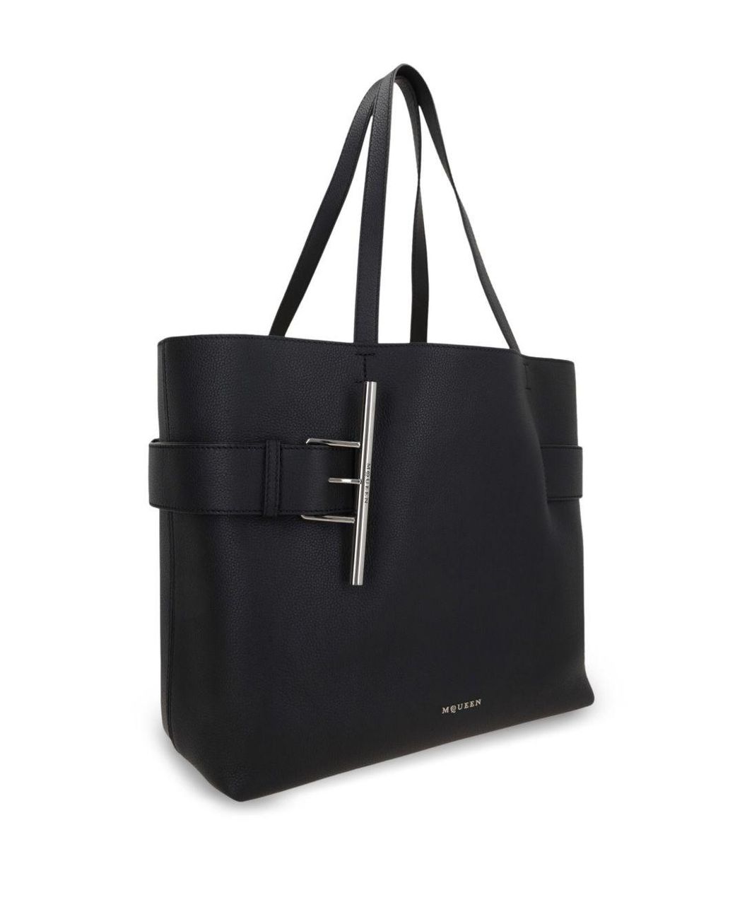 トートバッグ ALEXANDER MCQUEEN T-BAR LEATHER TOTE BAG Alexander McQueen Cross t-bar Tote Bag | Black | FARFETCH