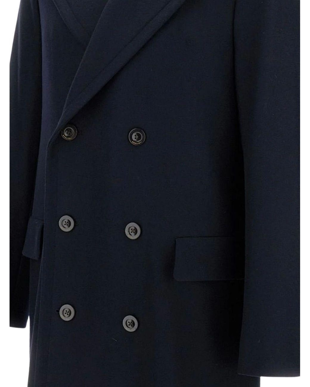 Boglioli Blue Wool Buttoned Coat for men