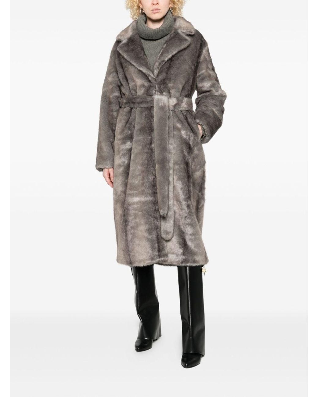 Thelaurent Gray Faux Fur Coat