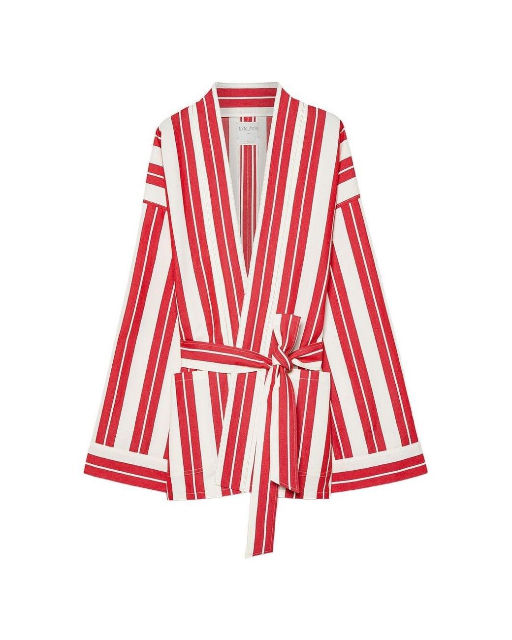 Forte_forte Red Striped Kimono Jacket
