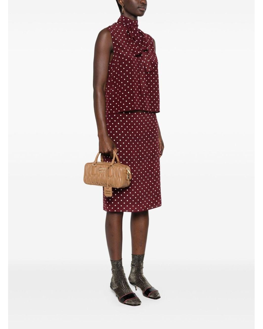 Miu Miu Natural Arcadie Leather Handbag