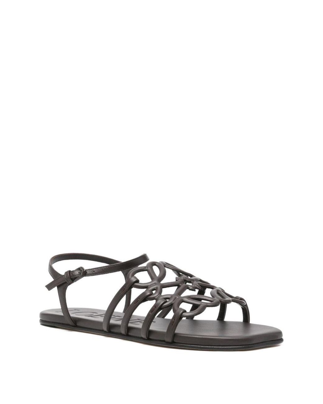 Loewe White Petal Anagram Leather Sandals