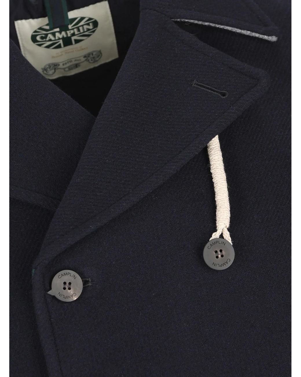 Camplin Blue Double-Breasted Notch-Lapel Peacoat for men
