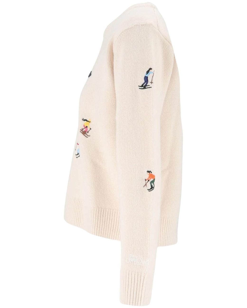 Mc2 Saint Barth Natural Off Kyla Wool Crewneck Knit With