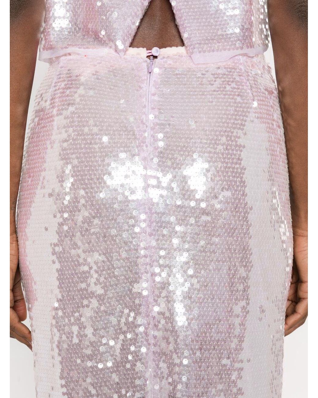 Forte_forte White Sequined Long Skirt