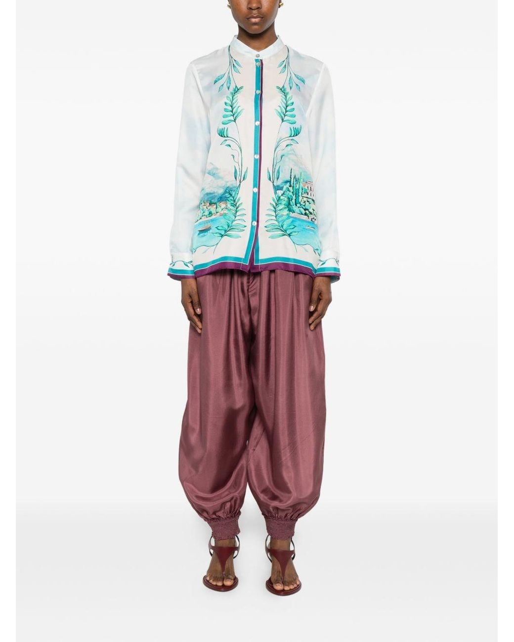 Forte_forte Blue Lake Como Print Shirt
