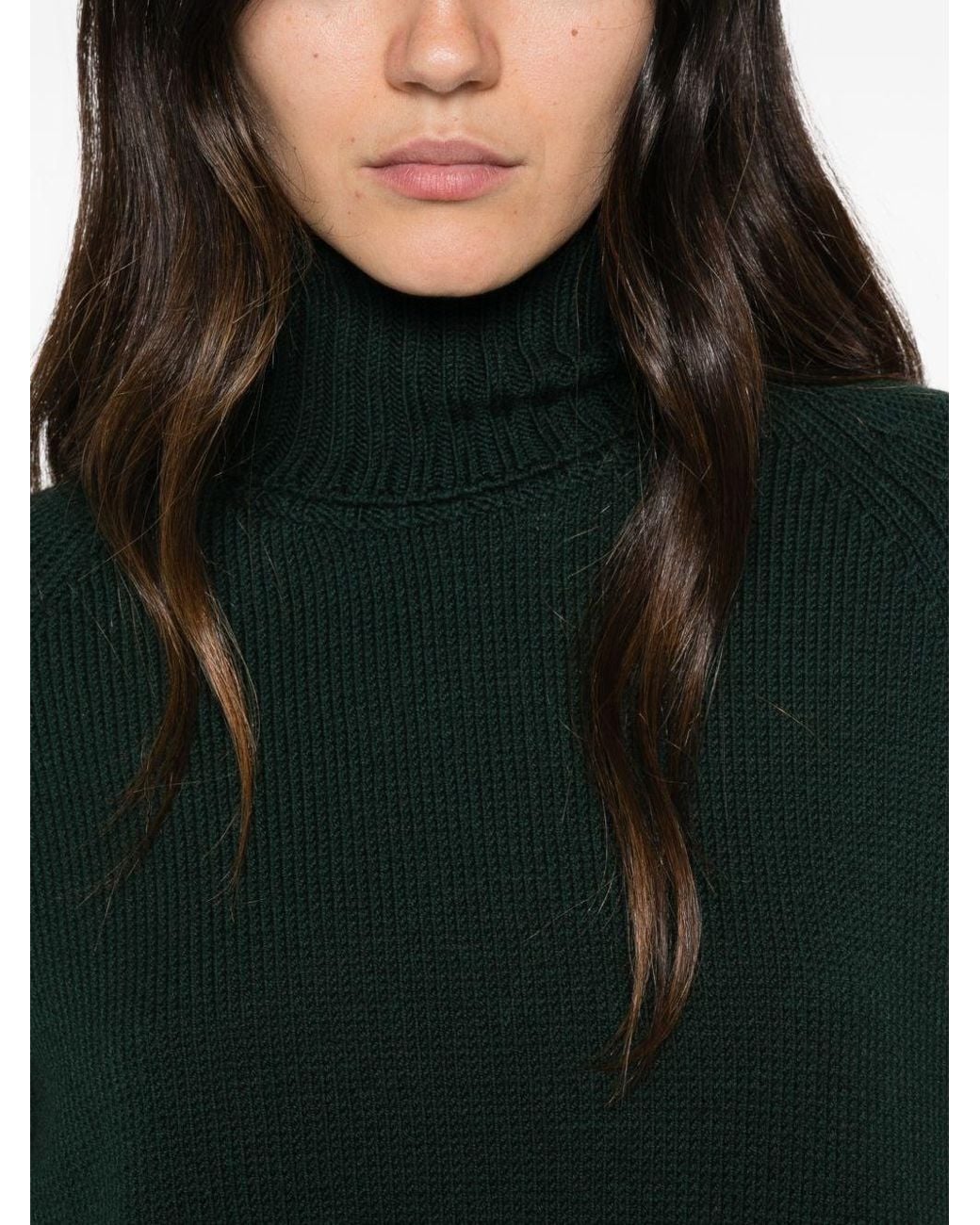 Base London Green Wool Turtle-Neck Sweater