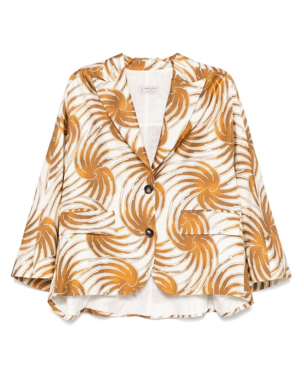Alberto Biani Natural Printed Silk Caban Jacket