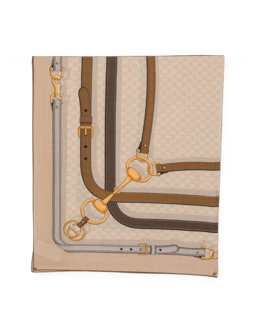 Gucci Natural Printed Silk Foulard
