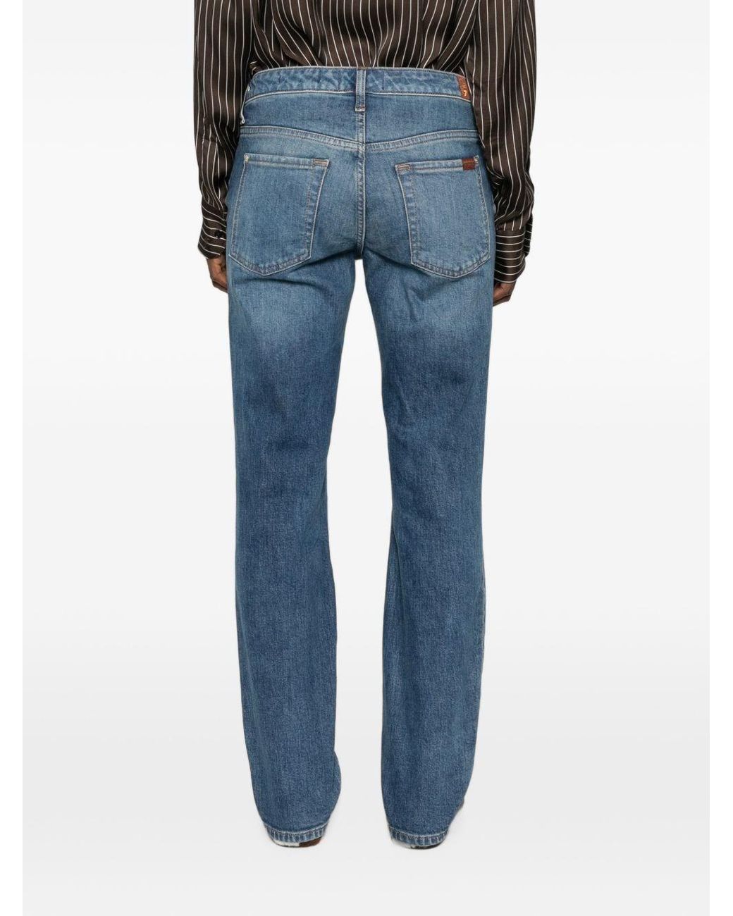7 For All Mankind Blue Faded Five-Pocket Jeans