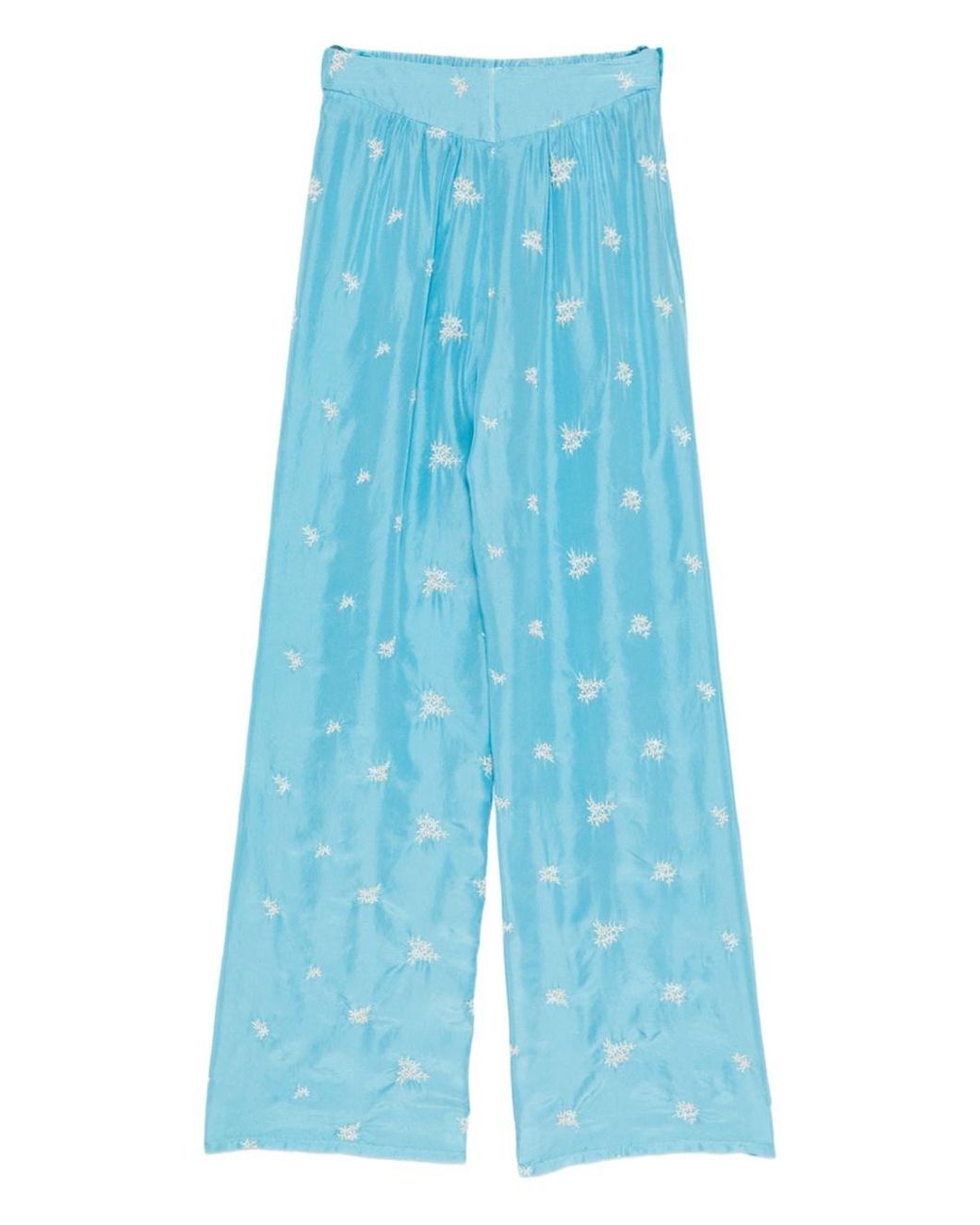 Forte_forte Blue Embroidered Silk Trousers