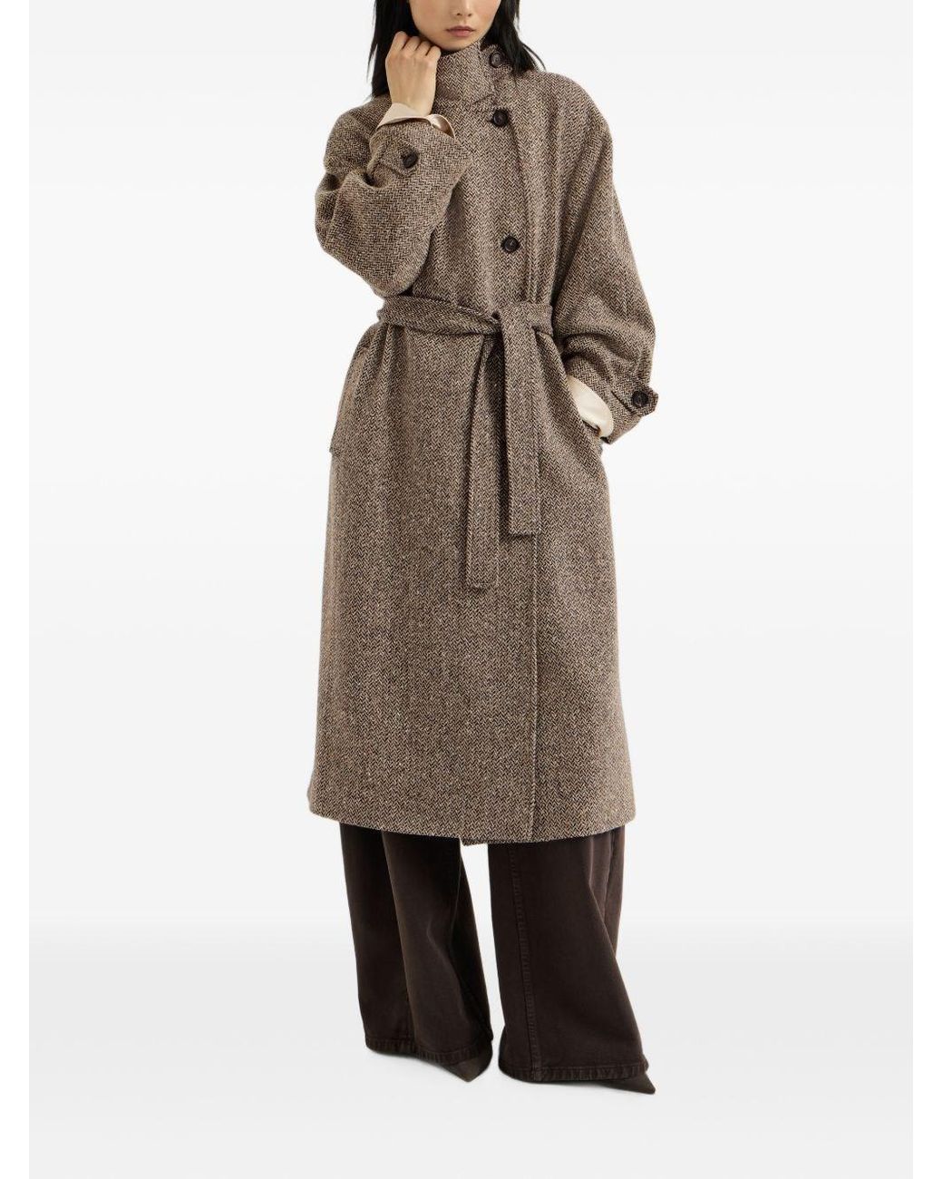 Brunello Cucinelli Brown Wool Long Coat