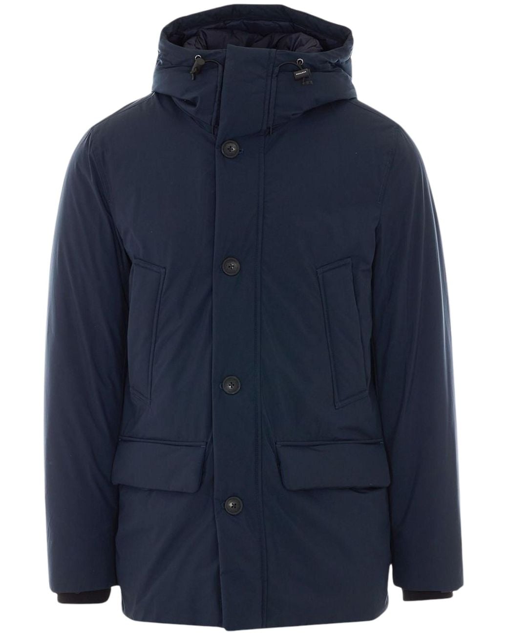 Woolrich Blue Hooded Padded Parka Coat for men