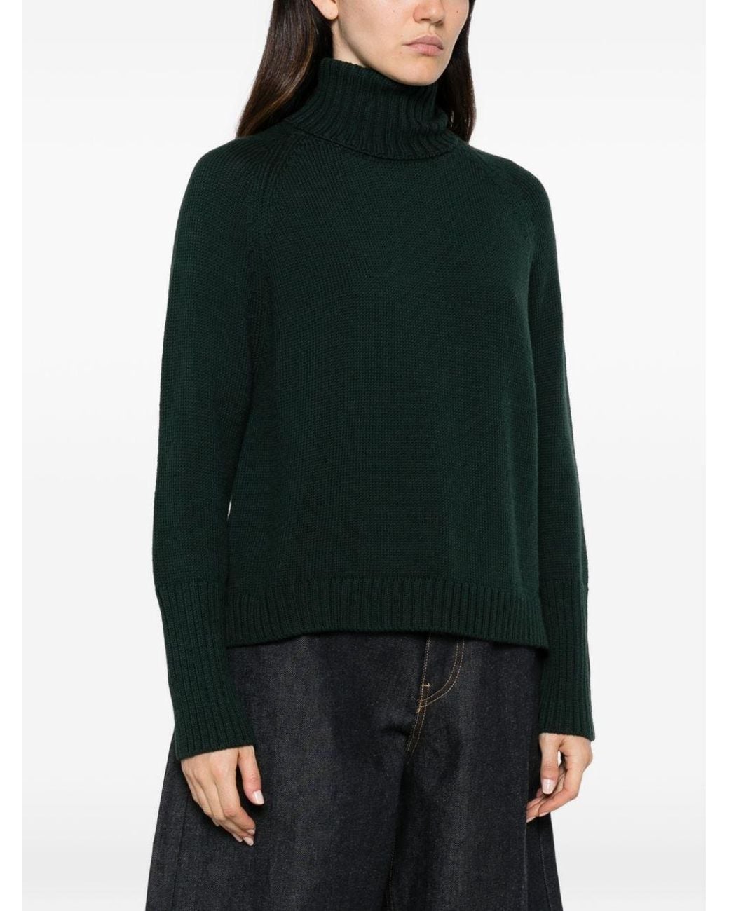 Base London Green Wool Turtle-Neck Sweater