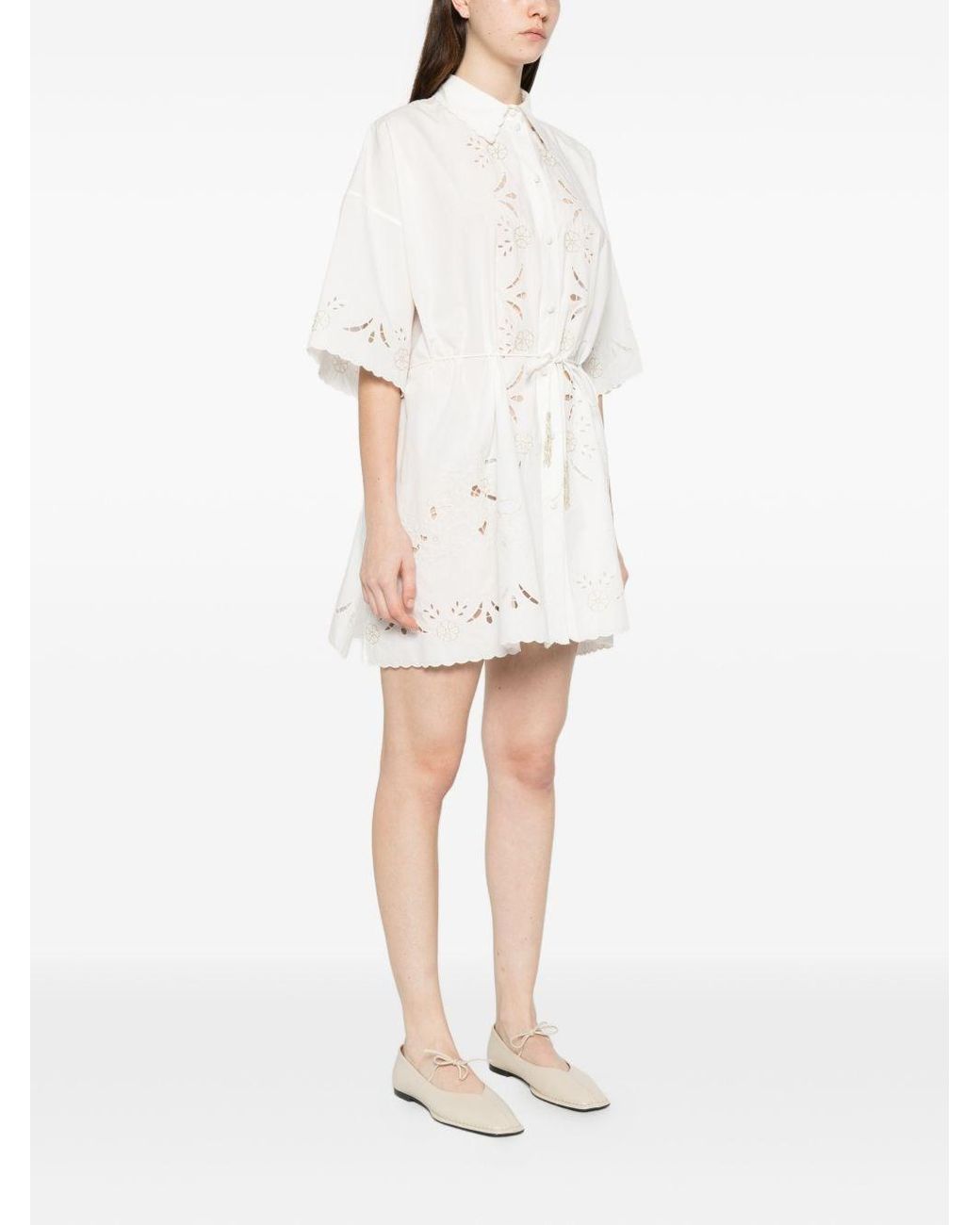 Forte_forte White Embroidered Cotton Shirtdress
