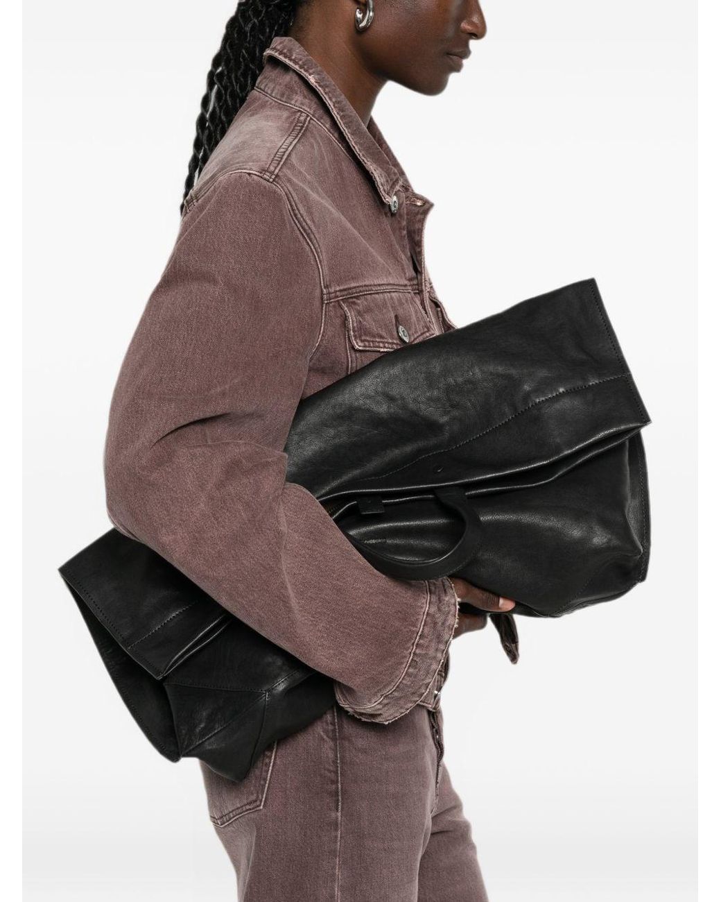 Lihann George Black Matti Leather Tote Bag