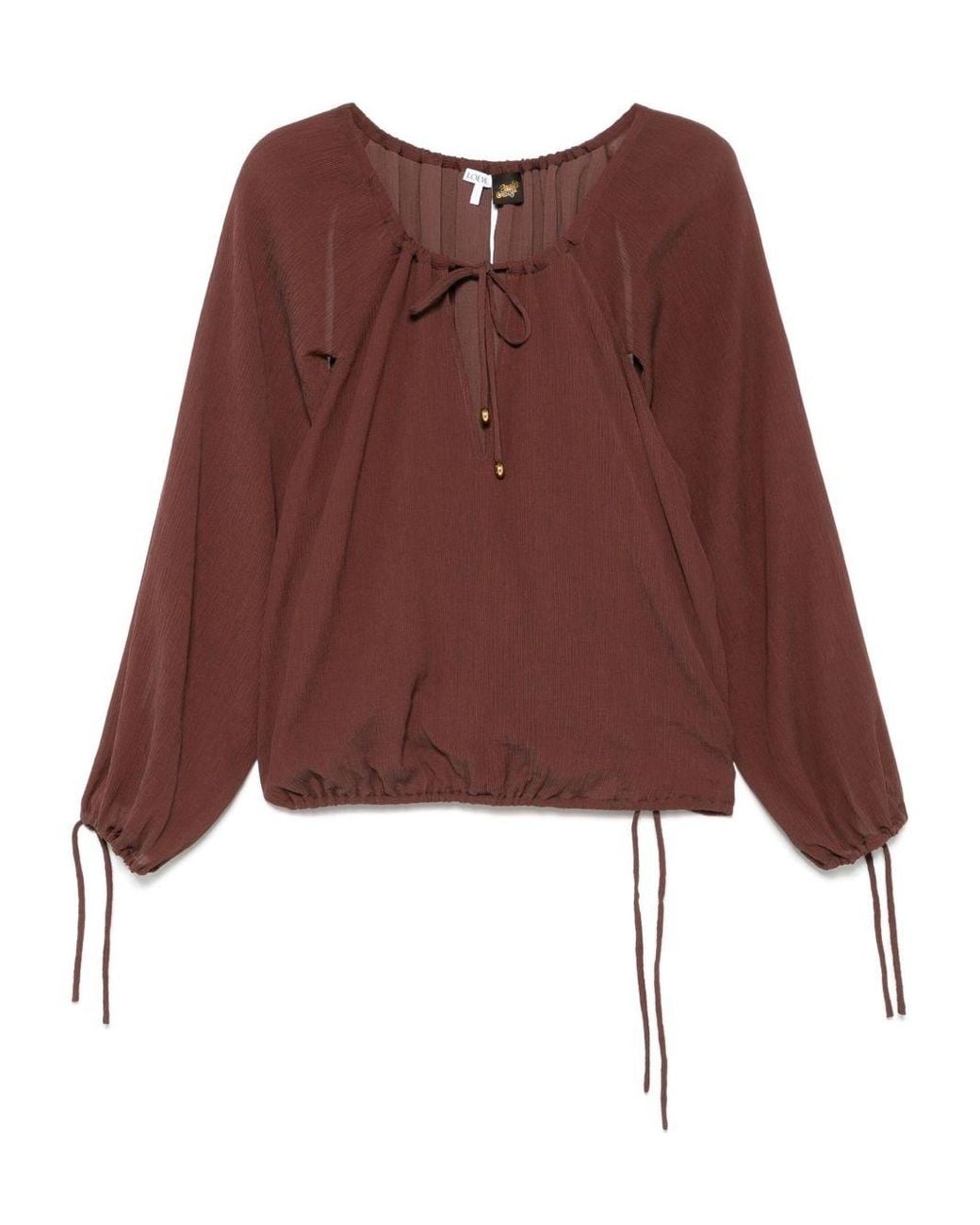Loewe Red Cotton And Silk Blend Blouse