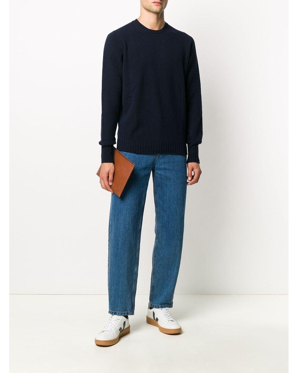 Drumohr Blue Round Neck Long Sleeves Sweater for men