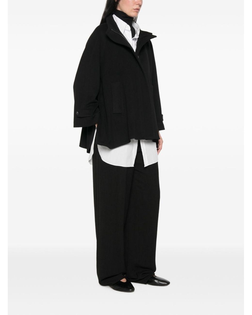 Tagliatore Black Wool Cape By