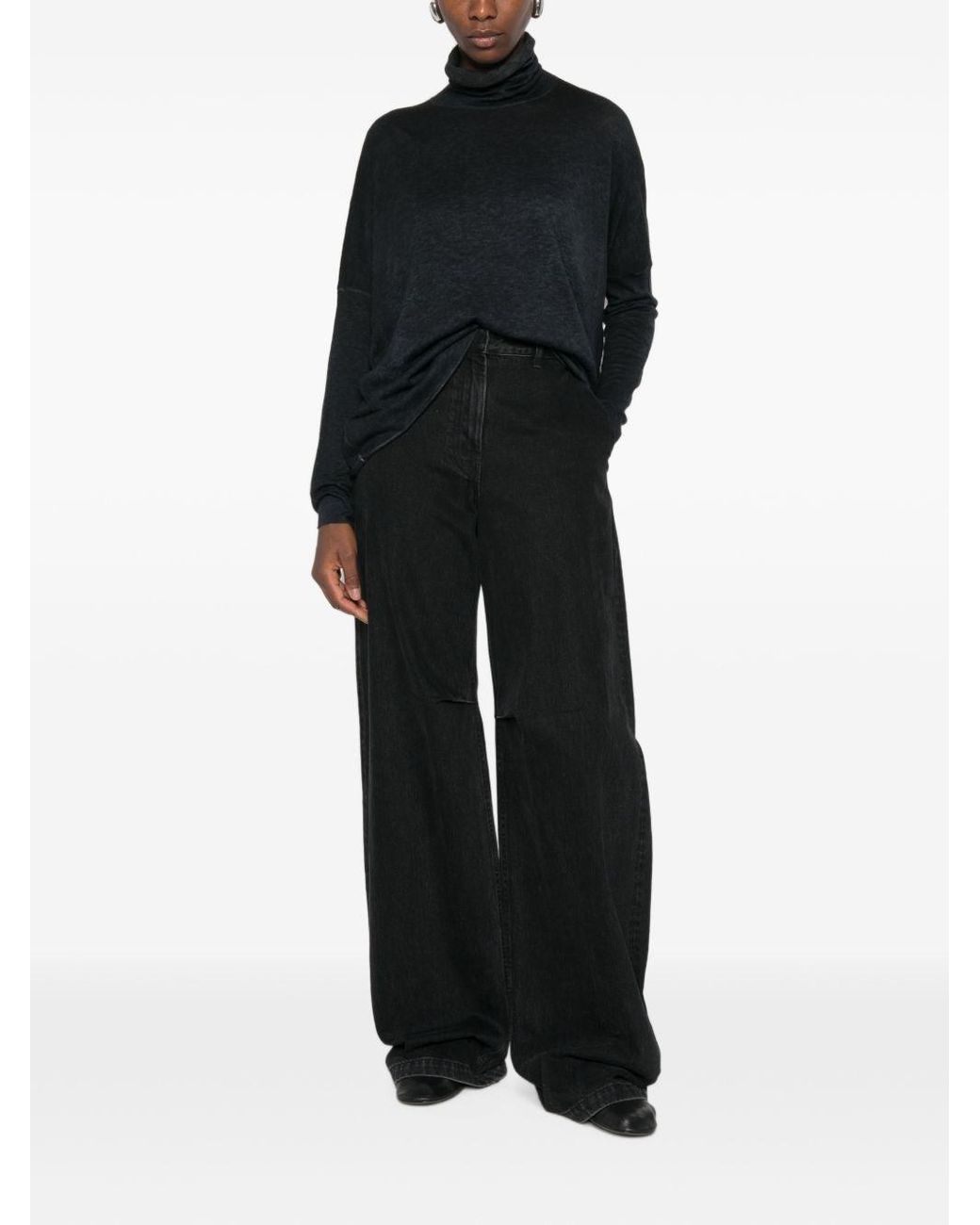 Avant Toi Black Ultralight Cashmere Turtle-Neck Sweater