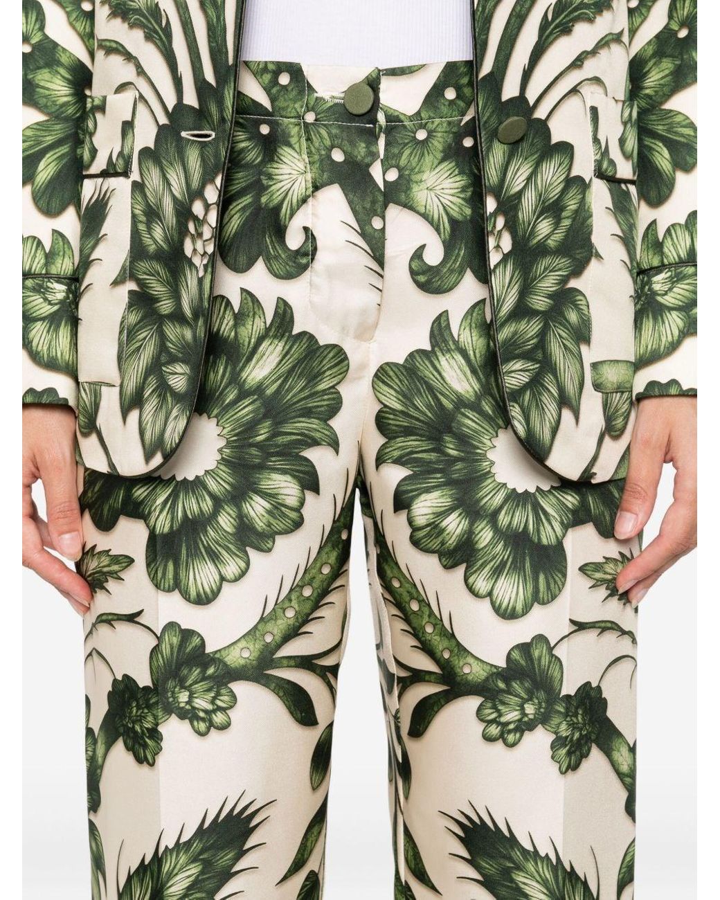 F.R.S For Restless Sleepers Green Printed Silk Trousers