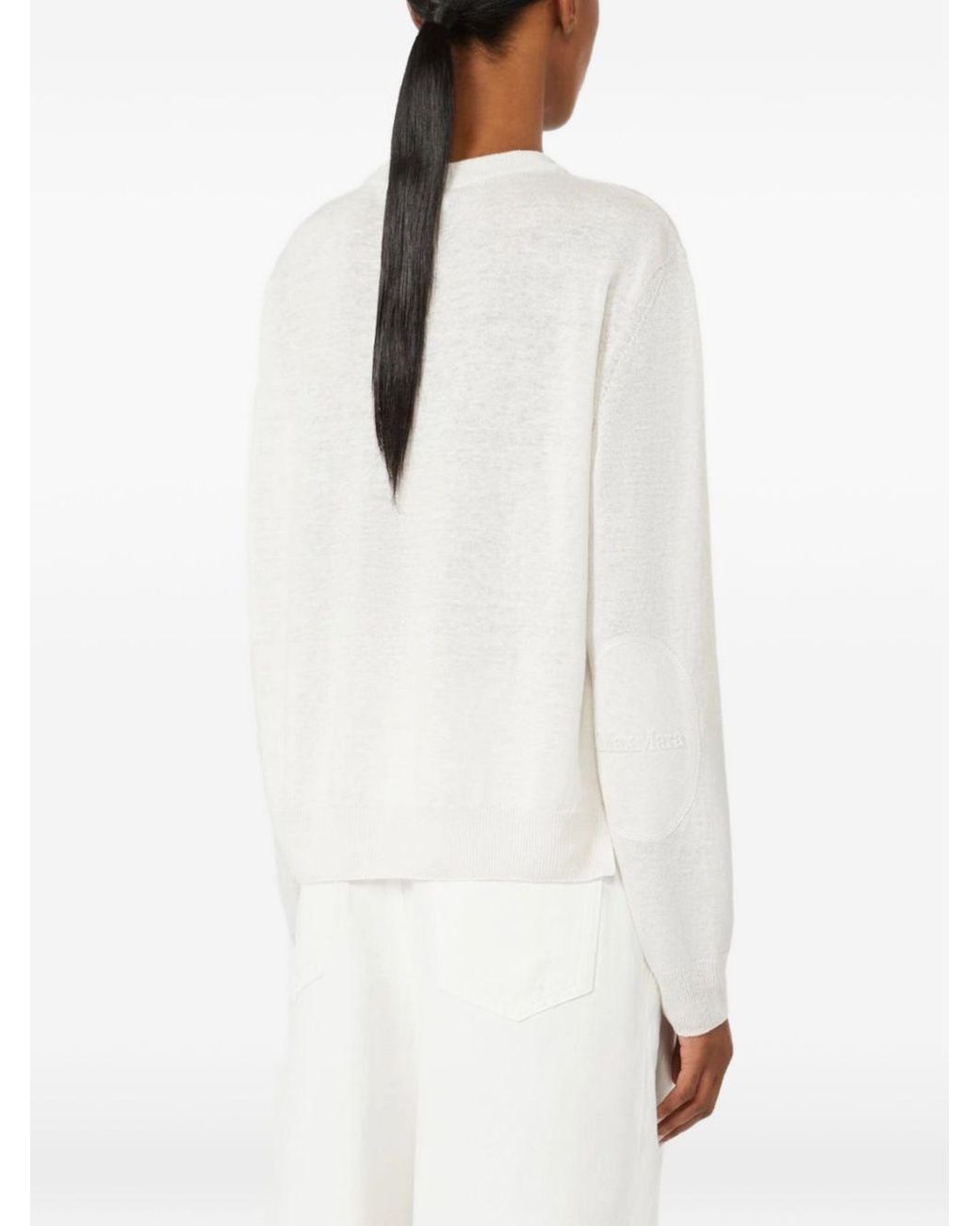 Max Mara White Linen Crewneck Sweater