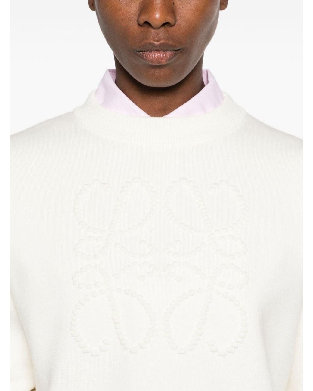 Loewe White Wool Crewneck Sweater