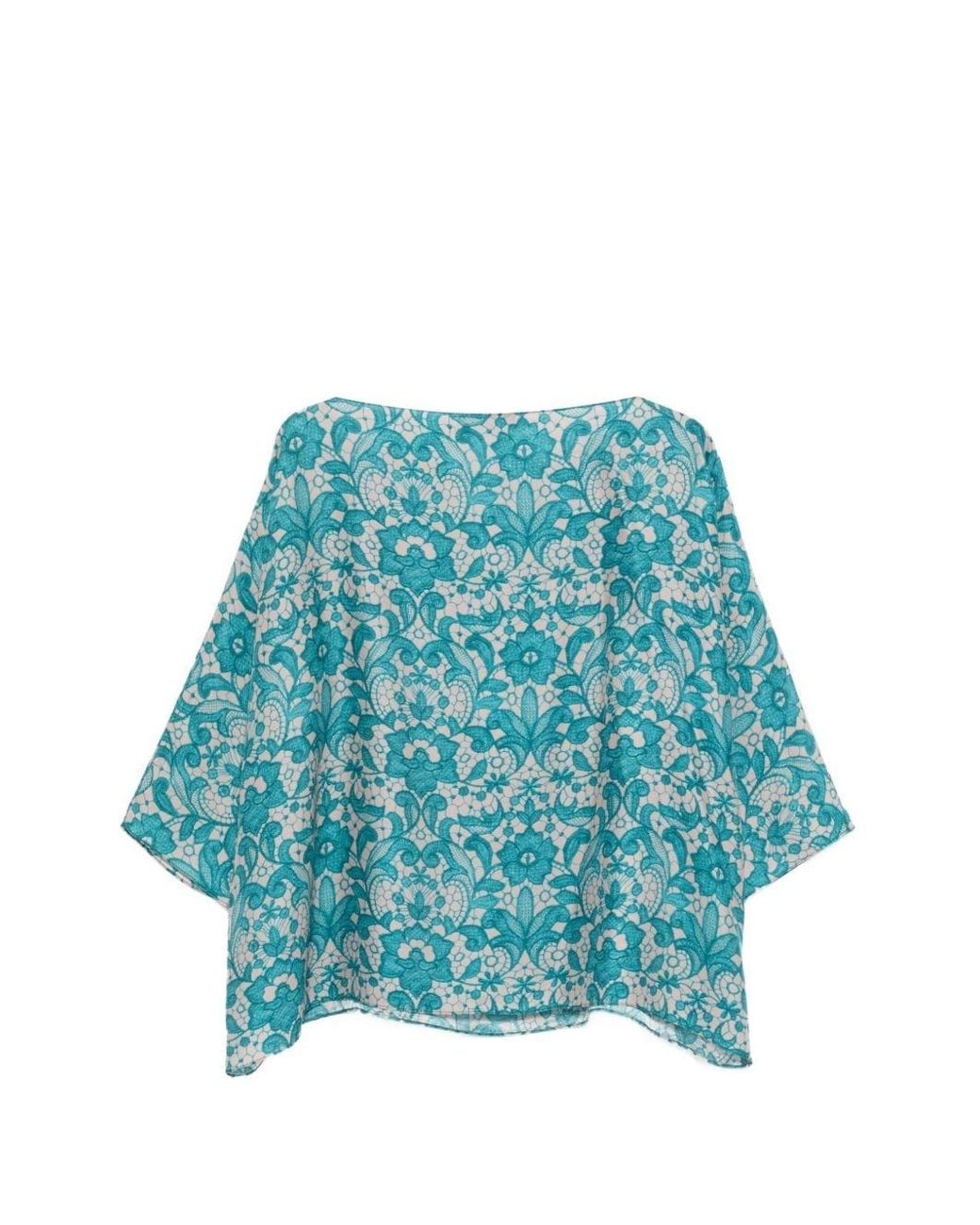 Gianluca Capannolo Blue Laura Printed Silk Blouse