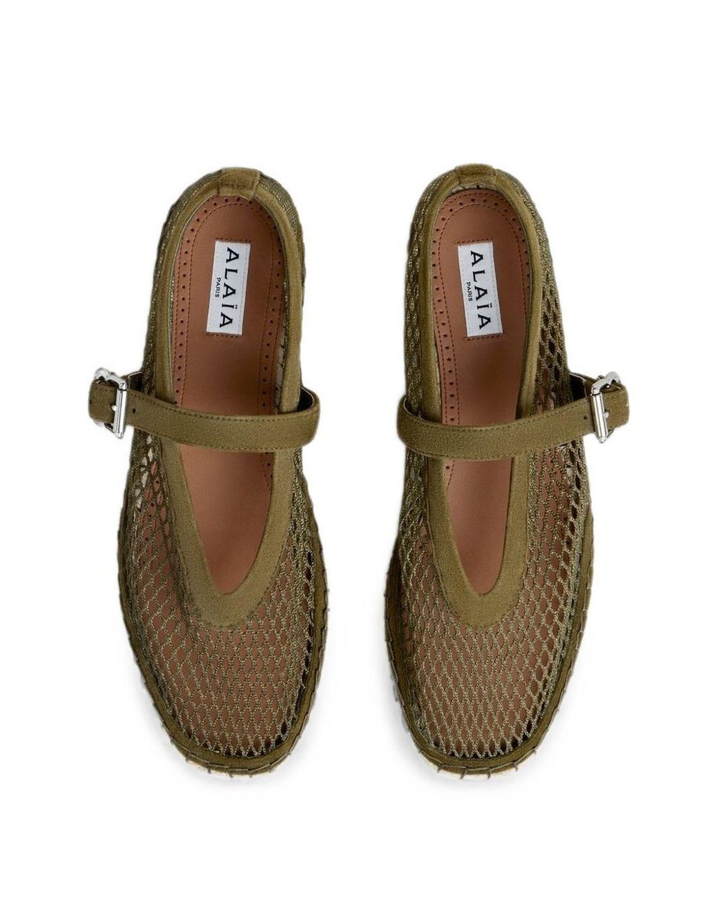 Alaïa Green Net And Suede Leather Espadrilles