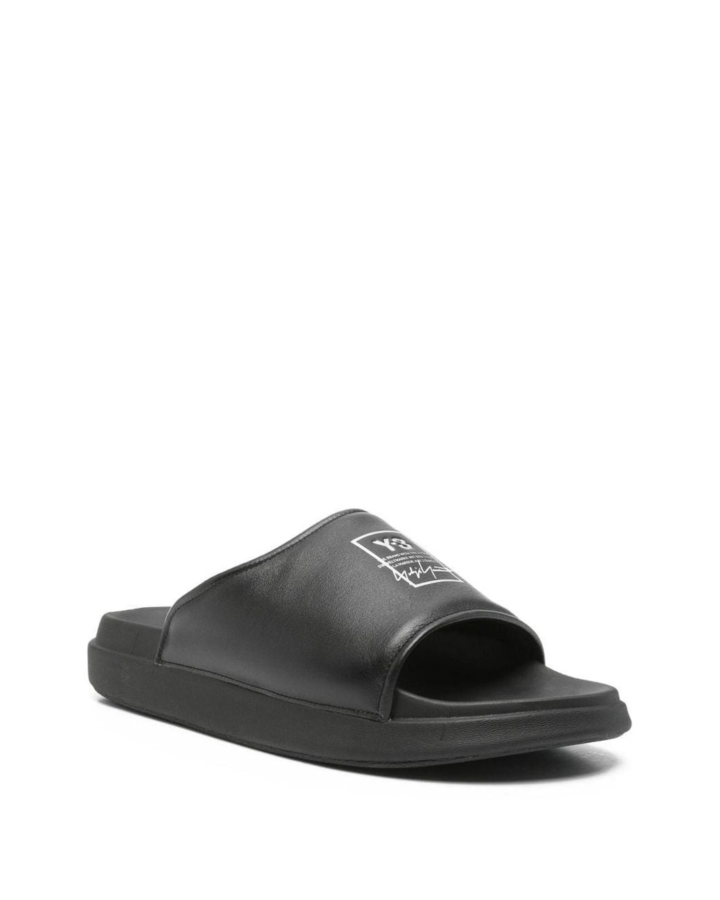 Y-3 Black Logo Slides for men