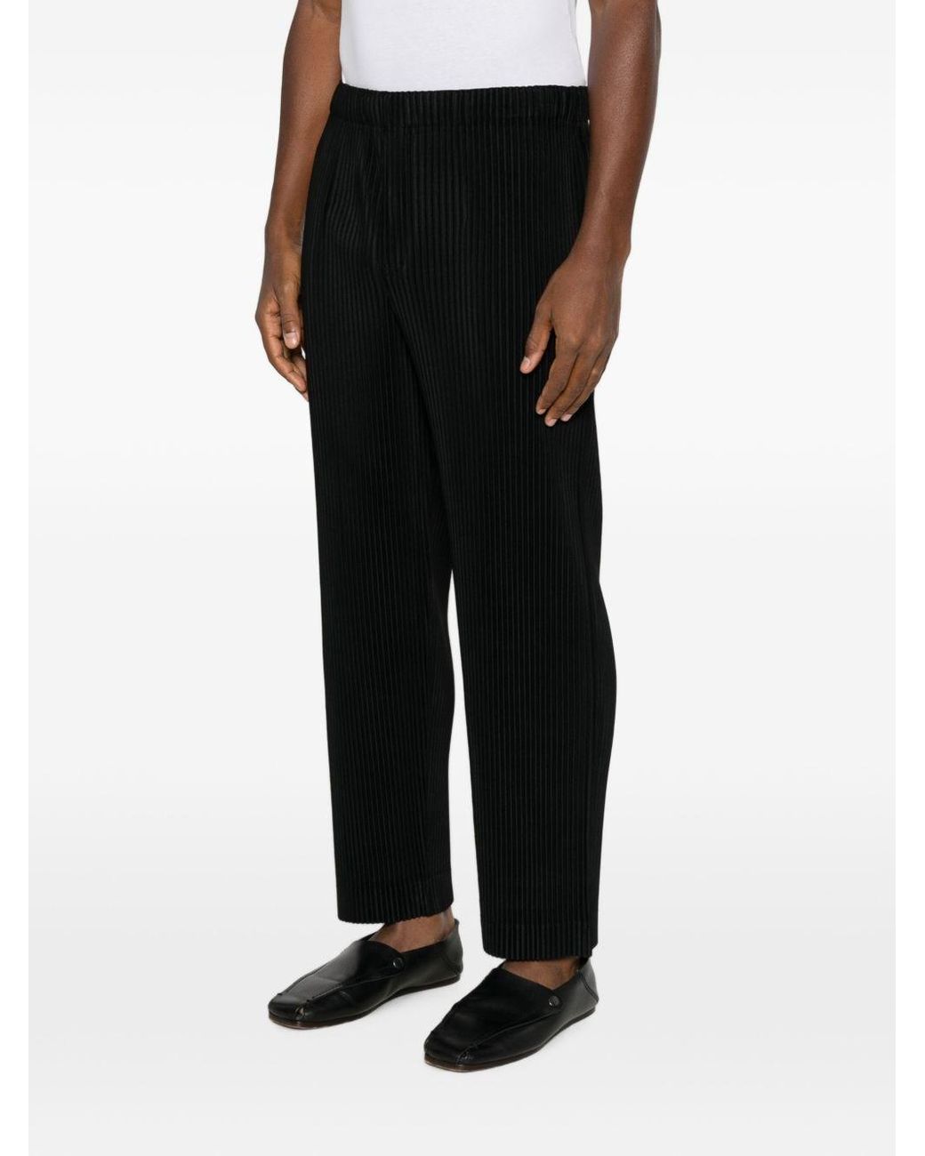 Homme Plissé Issey Miyake Black Pleated Trousers for men