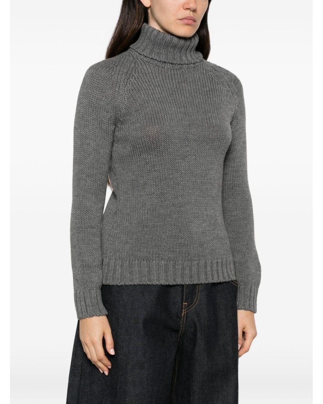 Base London Gray Wool Turtle-Neck Sweater