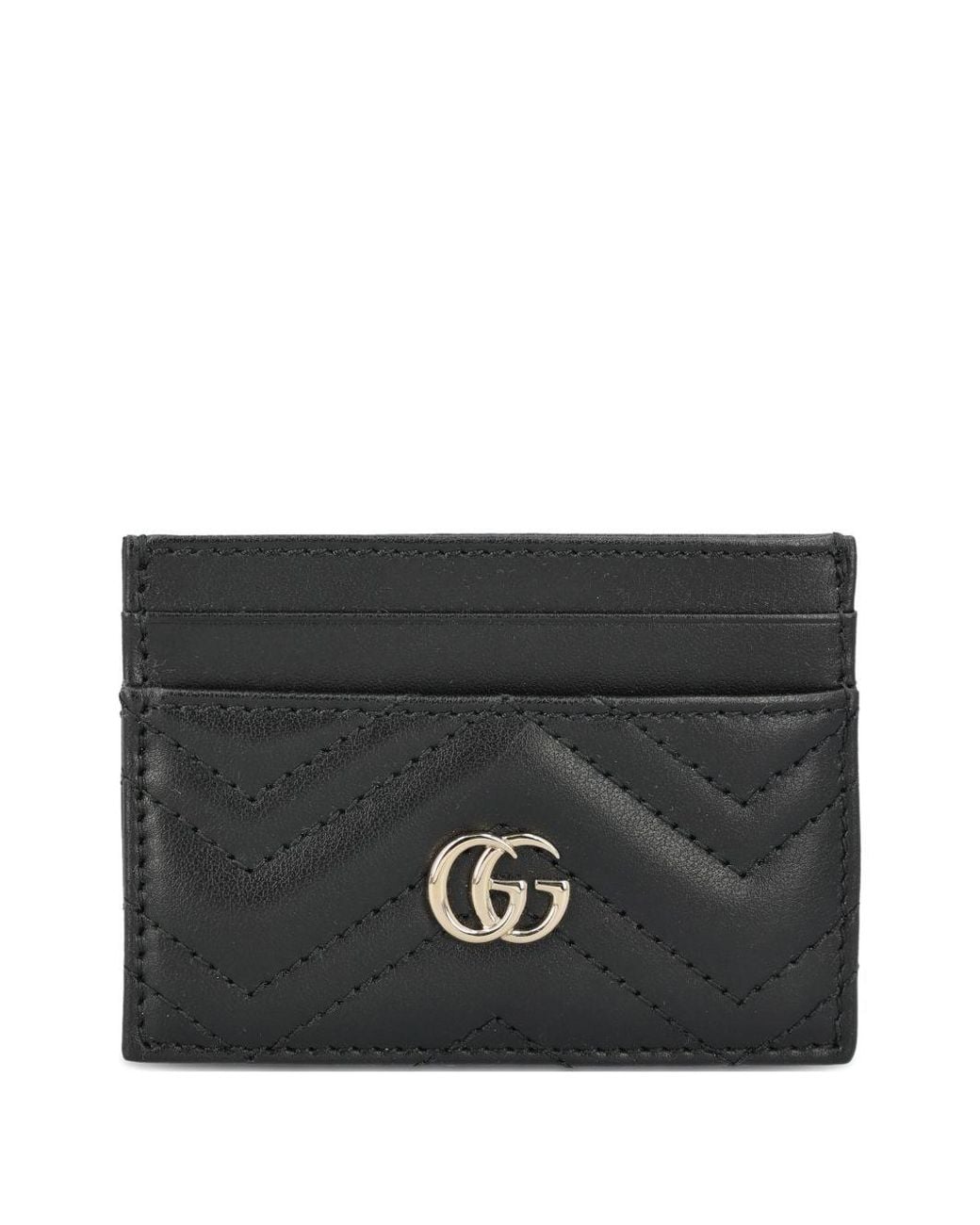 Gucci Black Gg Marmont Leather Card Case